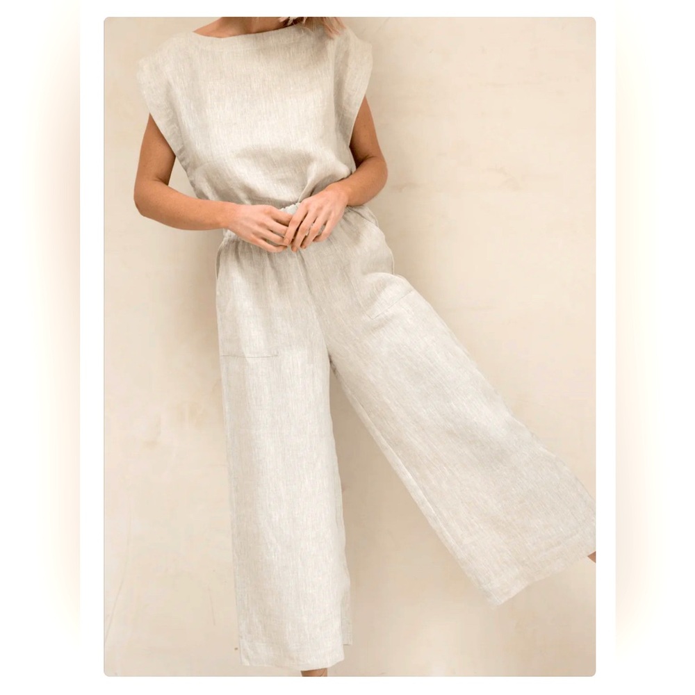 LAUDE THE LABEL SET — 100% linen pants & top (sz M)